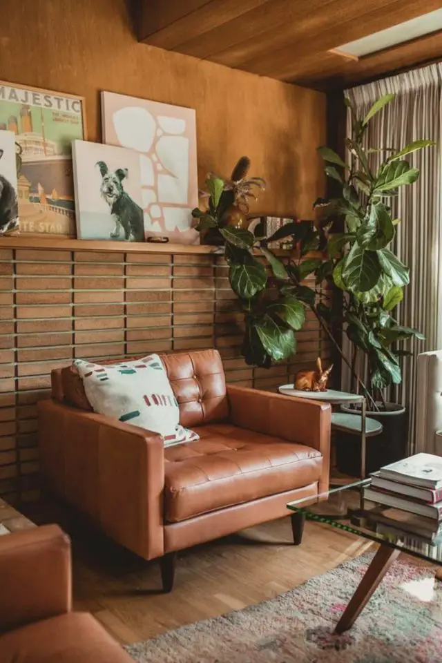 deco interieur art et design vintage ambiance mid century modern fauteuil canapé en cuir rétro