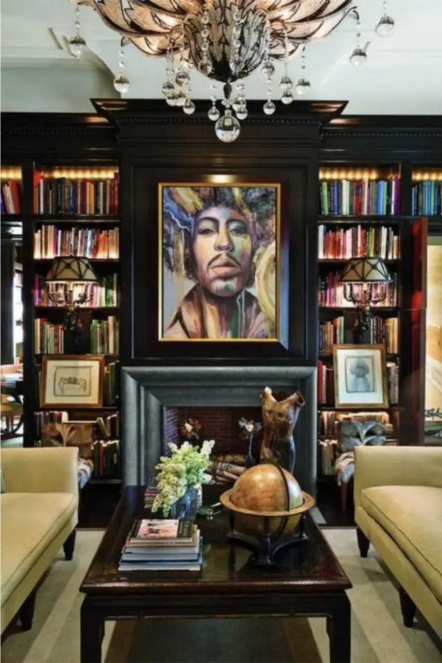 decoration et art exemple portrait musicien Jimi Hendrix salon classique chic