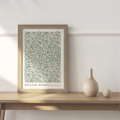 decoration florale imprimee william morris poster décor mural vert feuillage élégant classique chic