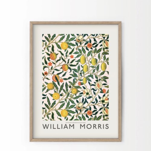 decoration florale imprimee william morris Poster encadré fleur fond blanc vintage