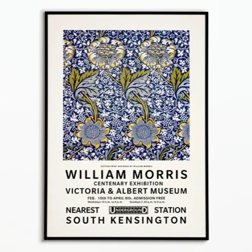 decoration florale imprimee william morris Affiche vintage William Morris bleu et jaune