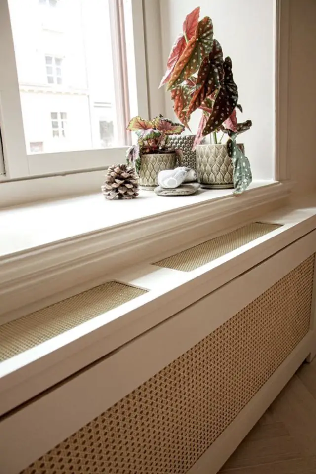 exemple coffrage radiateur decoration effet cannage élégant sous fenêtre