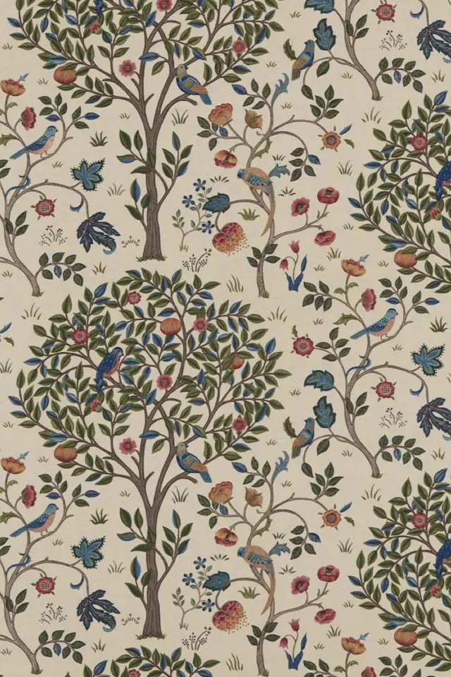 exemple decoration interieur arts and crafts textile imprimé inspiration Moyen Age ancien végétal arbre floral