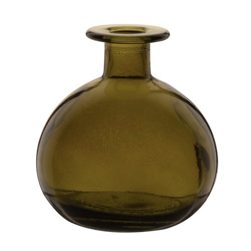 objet decoratif cheminee elegante Vase en verre teinté verre olive H12