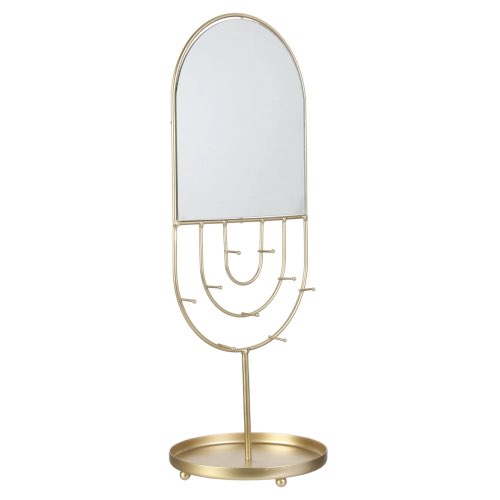 ou trouver petit rangement deco salle de bain Porte-bijoux avec miroir design doré arrondi oval moderne