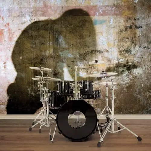 papier peint effet trash wall Papier peint panoramique Grunge silhouette