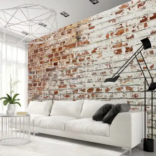 papier peint effet trash wall Papier peint murs de mémoire briques usées style industriel