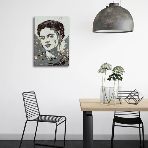 touche artistique deco interieur idees Tableau portrait de Frida Kahlo sur un mur