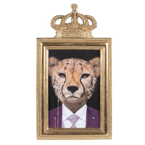 touche artistique deco interieur idees Cadre portrait léopard en résine dorée