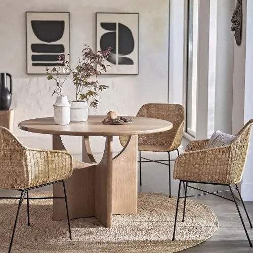 deco et meuble moderne black friday Table à manger ronde 4/6 couverts chêne