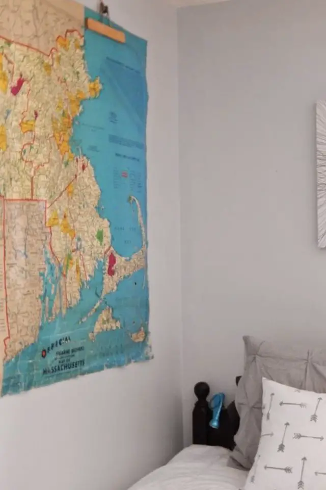 decor mural carte geographie vintage chambre à coucher déco mur
