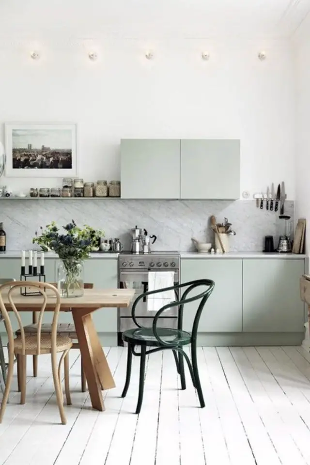 decoration interieur couleur vert celadon exemple meuble de cuisine moderne