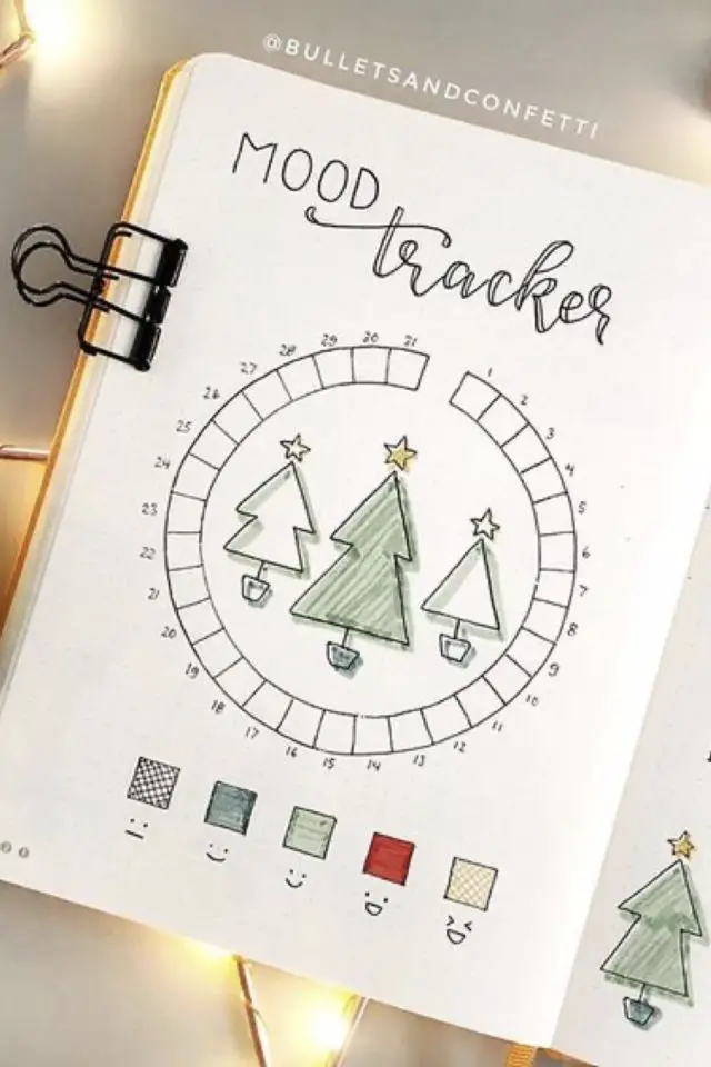exemple bullet journal noel mmod tracker sapin roue à colorier