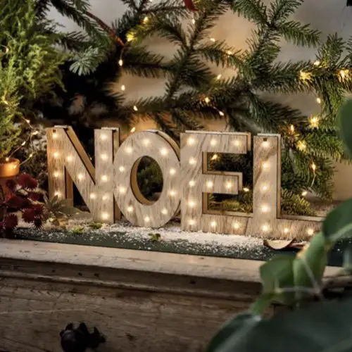 fourniture DIY deco fenetre noel Décoration de Noël lumineuse mot à leds blanches 44cm