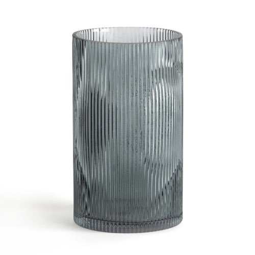 objet decoratif en verre pas cher Vase verre rainuré droit H22,5 cm
