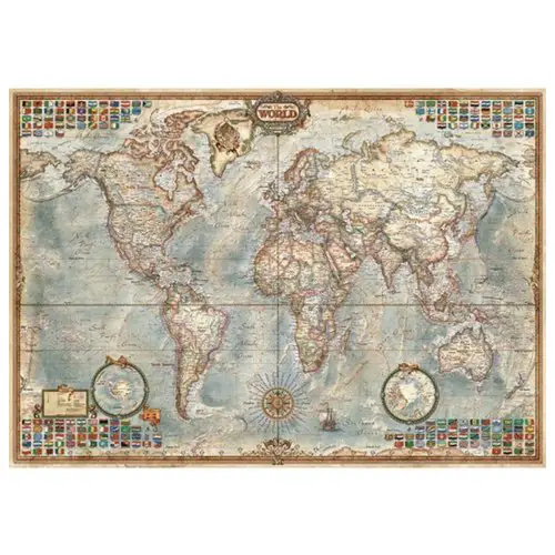 ou acheter carte du monde effet ancien Puzzle 1500 pièces : Le monde, carte politique
