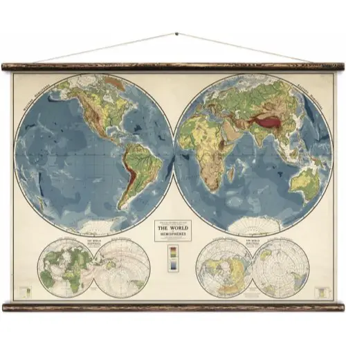 ou trouver carte ecole vintage geographie Carte vintage The World in Hemispheres