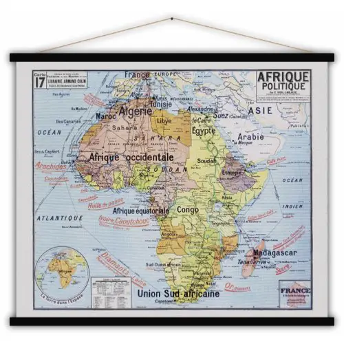 ou trouver carte ecole vintage geographie Carte Afrique 100x80 poster mural rétro