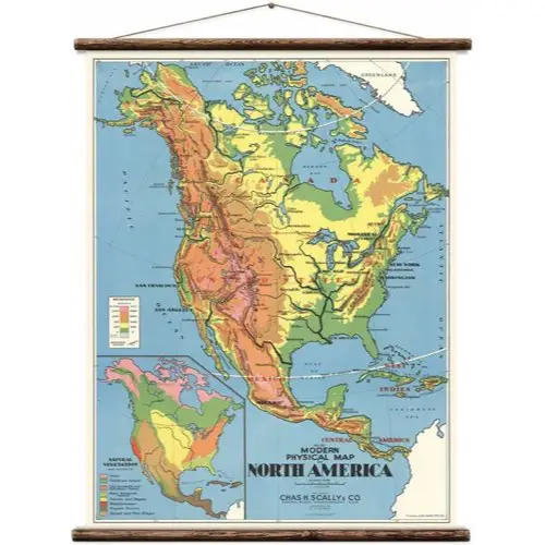 ou trouver carte ecole vintage geographie Carte vintage North America Amérique du nord USA Canada