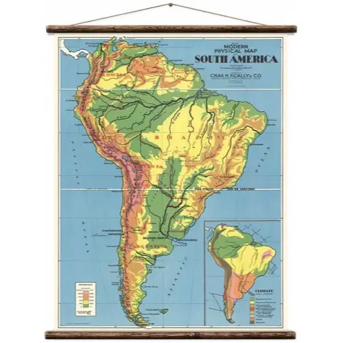 ou trouver carte ecole vintage geographie Carte vintage South America amérique du sud bresil Pérou Mexique