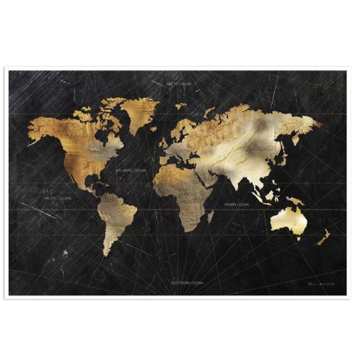 ou trouver poster carte du monde vintage Affiche carte du monde dorée sans cadre 90x60cm