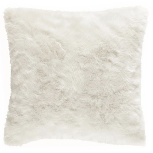 ambiance cocooning textile cosy Coussin imitation fourrure blanche 45x45