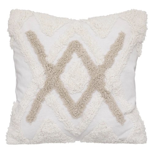 ambiance cocooning textile cosy Housse de coussin en coton tufté blanc 40 x 4
