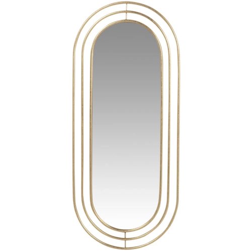 deco entree style eclectique Miroir ovale en métal doré 30x70