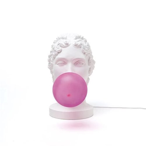 decor eclectique entree originale Lampe à poser Métal femme bulle de chewing gum