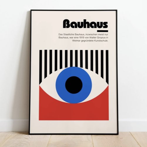 Poster Bauhaus 1919 motif oeil minimaliste couleur primaire
