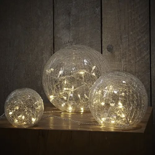 decoration noel diy zodio Set de 3 boules transparentes verre 60 led blanc chaud