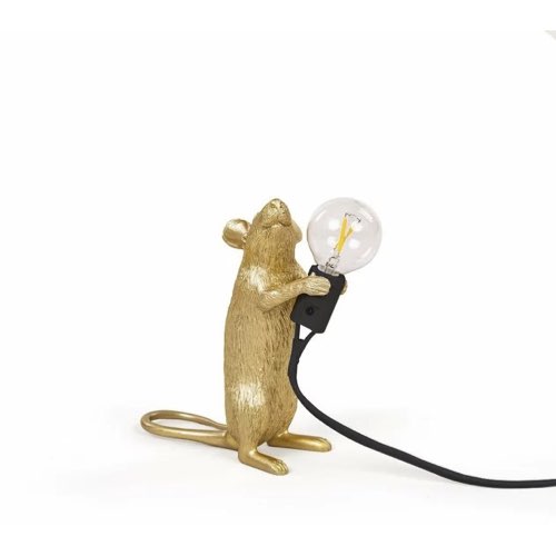 element design entree style eclectique Lampe à poser doré et noir Mouse debout - Seletti original