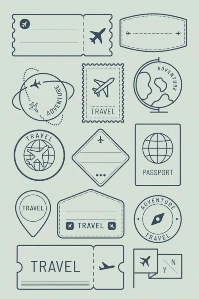 exemple petit dessin decoration journal voyage doodle label étiquette vacances avion étranger