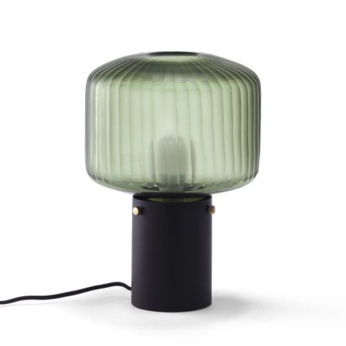 luminaire moderne la redoute Lampe à poser, verre soufflé et teinté noir et vert
