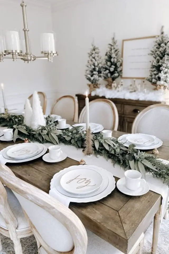 plus jolie deco de noel décoration de table blanc bois sapin élégant chic