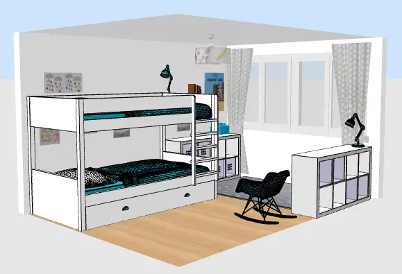 P2 vue coupée 2 murs