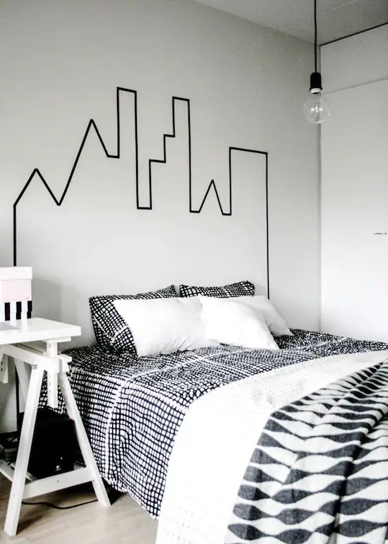 diy chambre tete de lit masking tape