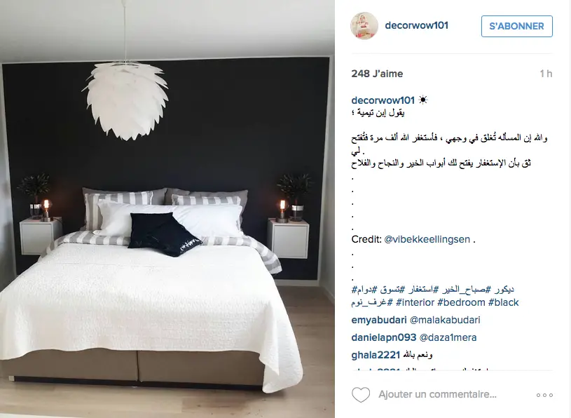instagram chambre deco noir blanc peinture