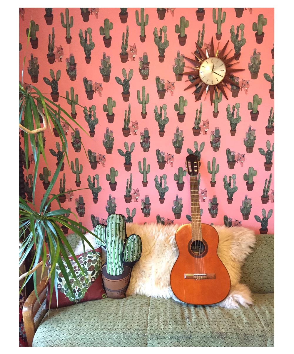 deco pepier peint coussin cactus