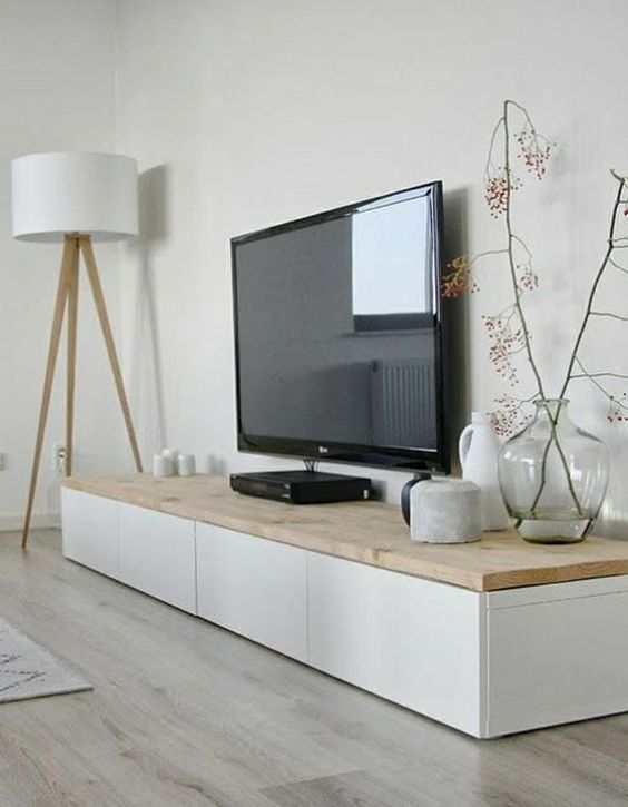 mobilier salon tele blanc scandinave