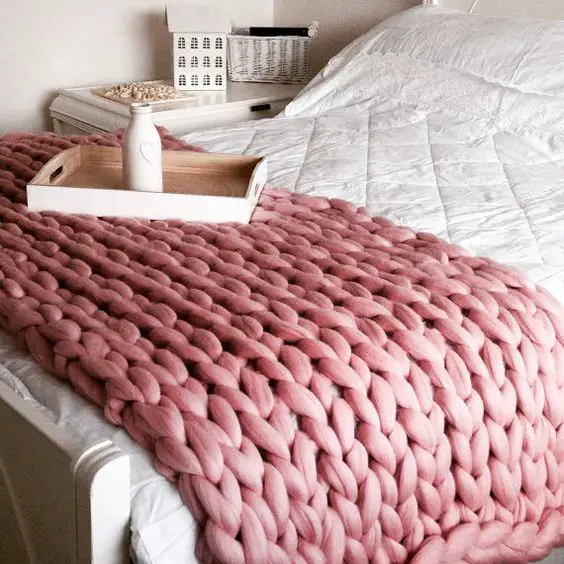 deco chambre plaid laine rose