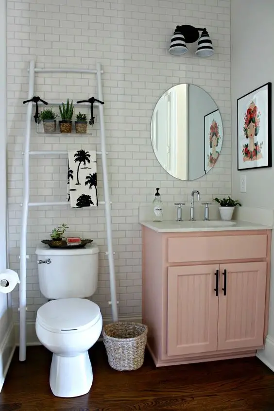 salle de bain meuble sous vasque rose