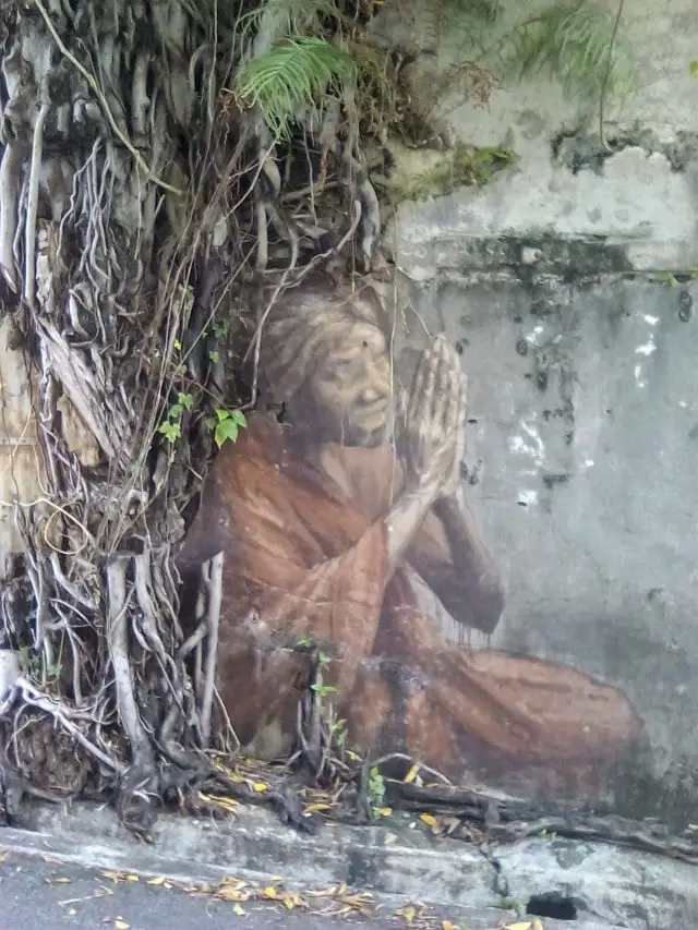 streetart arbre mur femme indienne penang malaisie vie nomade tourisme
