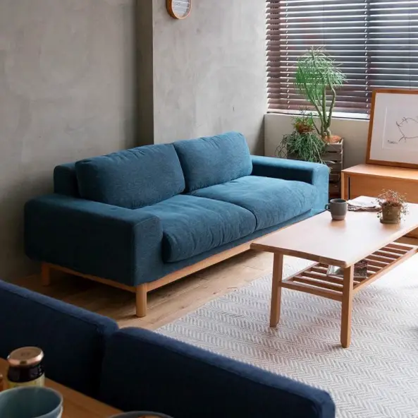deco mobilier salon sofa bleu canape
