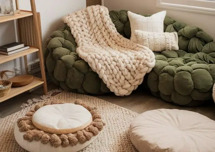 pouf coussin de sol salon confort cosy