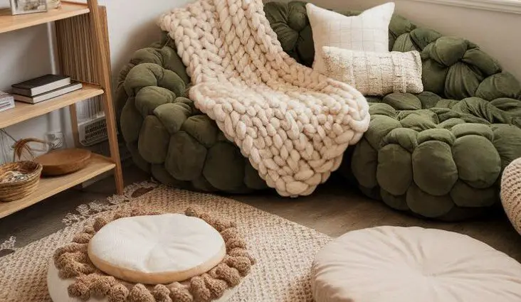 pouf coussin de sol salon confort cosy