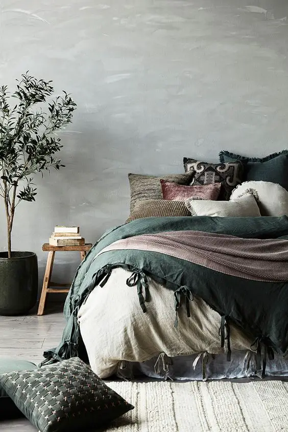 deco chambre wabi sabi linge de lit couleur