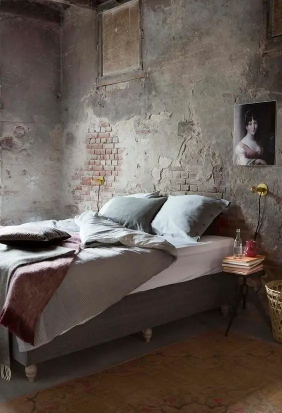 deco chambre wabi sabi mur brique