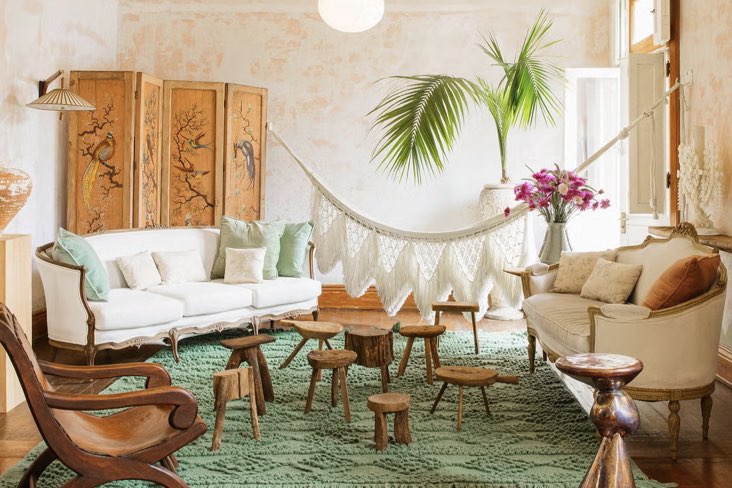 Inspirations déco pour un salon séjour bohème