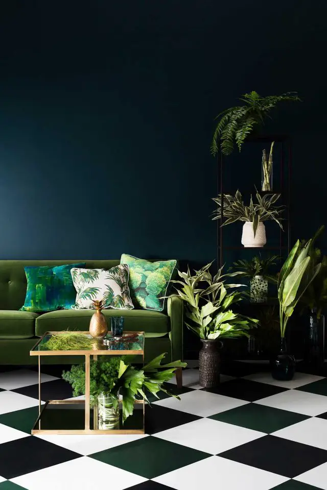 salon sombre deco urban nature vert